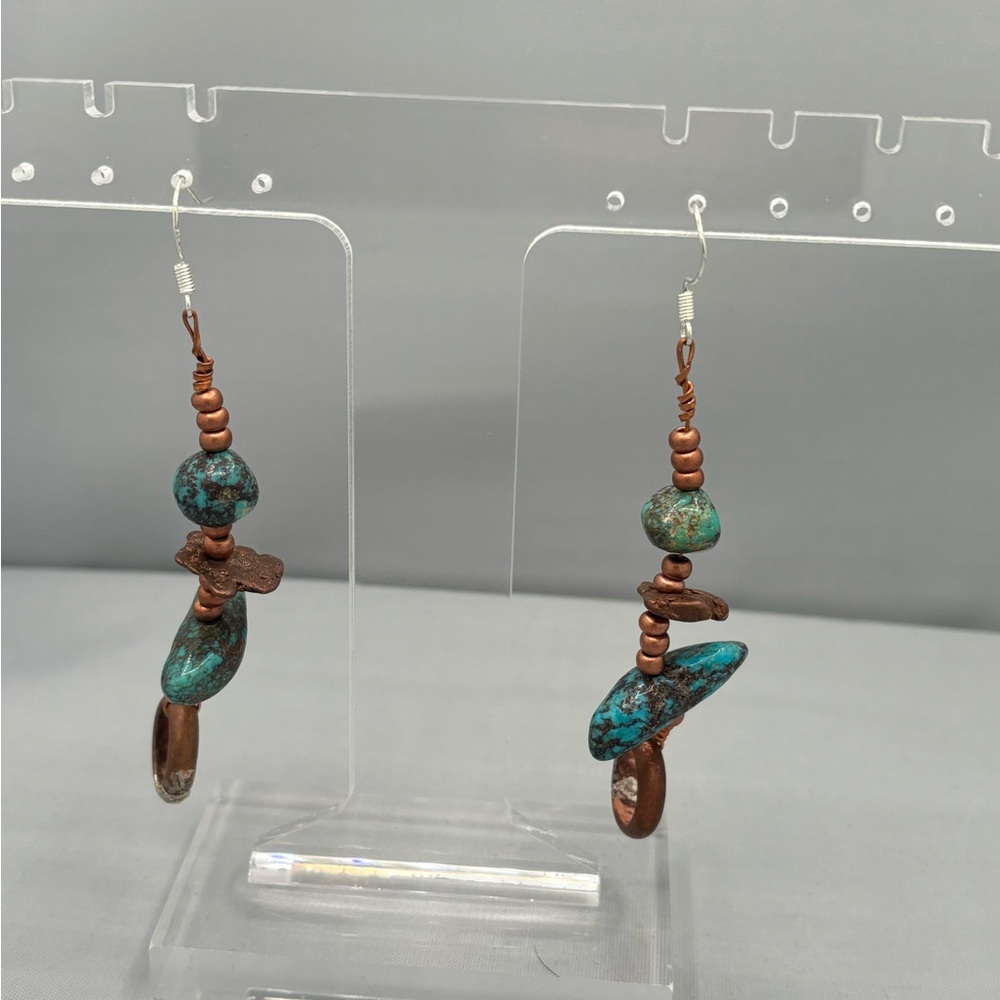 Turquoise and Copper Dangle Earrings